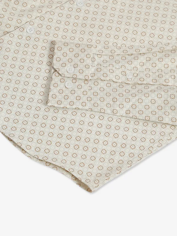 Indian Terrain printed cream cotton shirt