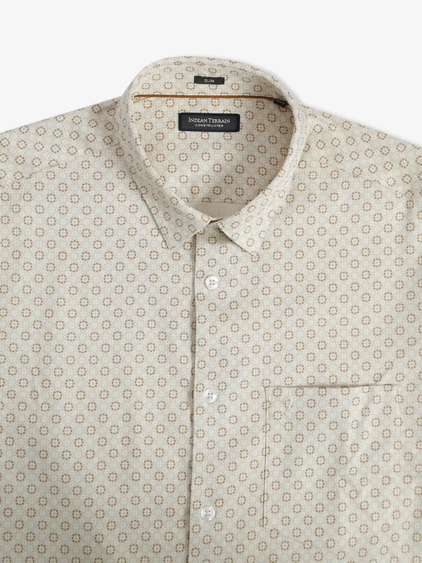 Indian Terrain printed cream cotton shirt