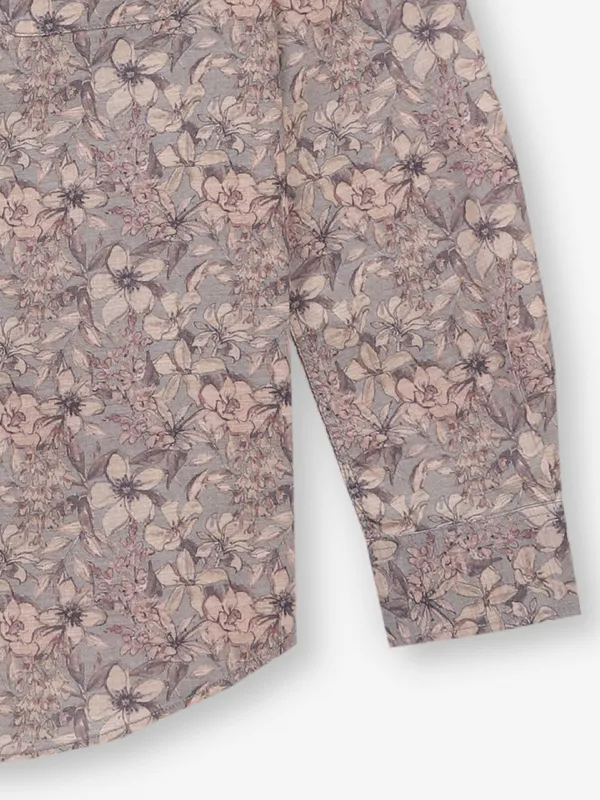 INDIAN TERRAIN printed grey cotton shirt for men