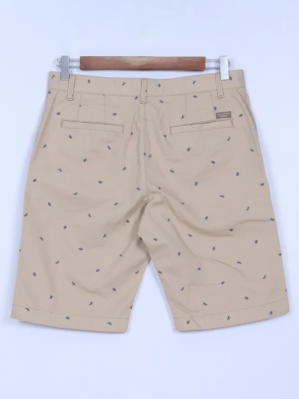 Indian Terrain printed khaki cotton shorts