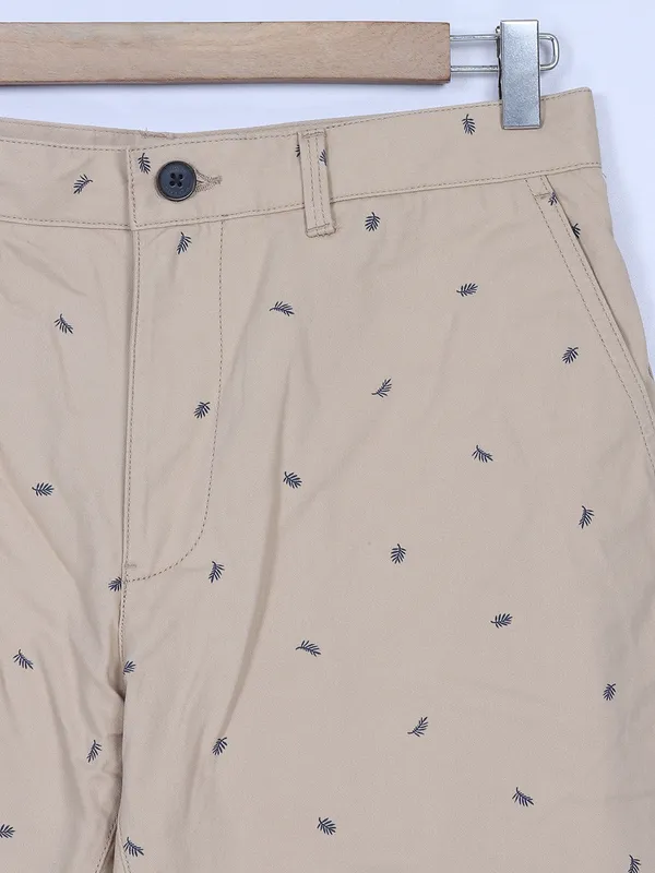 Indian Terrain printed khaki cotton shorts