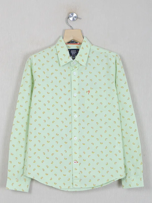 Indian Terrain printed lime green shirt