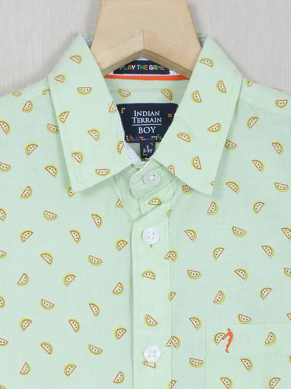 Indian Terrain printed lime green shirt