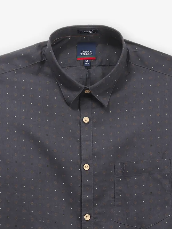 INDIAN TERRAIN printed navy cotton shirt