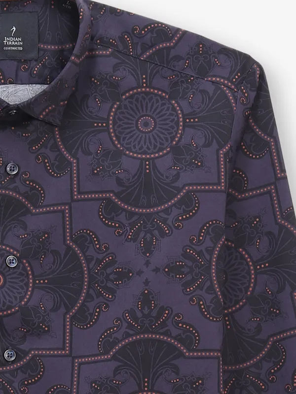 INDIAN TERRAIN printed purple shirt