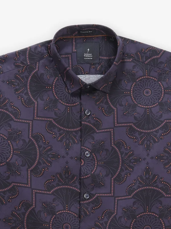 INDIAN TERRAIN printed purple shirt