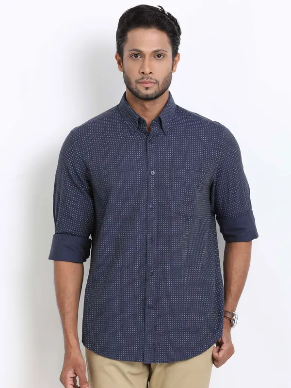 Indian Terrain printed slim fit navy shirt