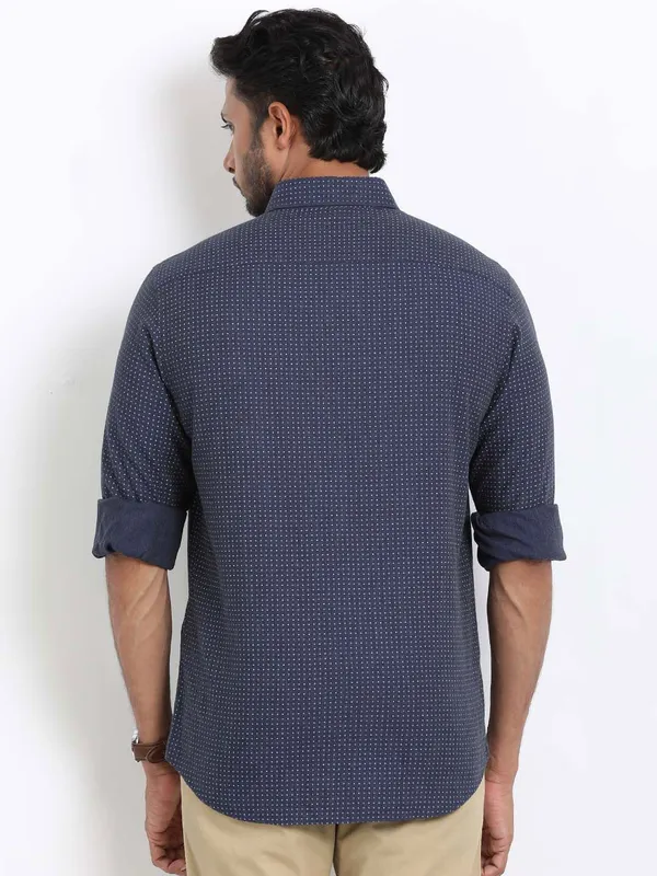 Indian Terrain printed slim fit navy shirt