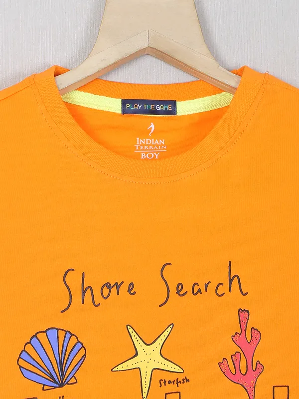 Indian Terrain printed orange cotton t-shirt