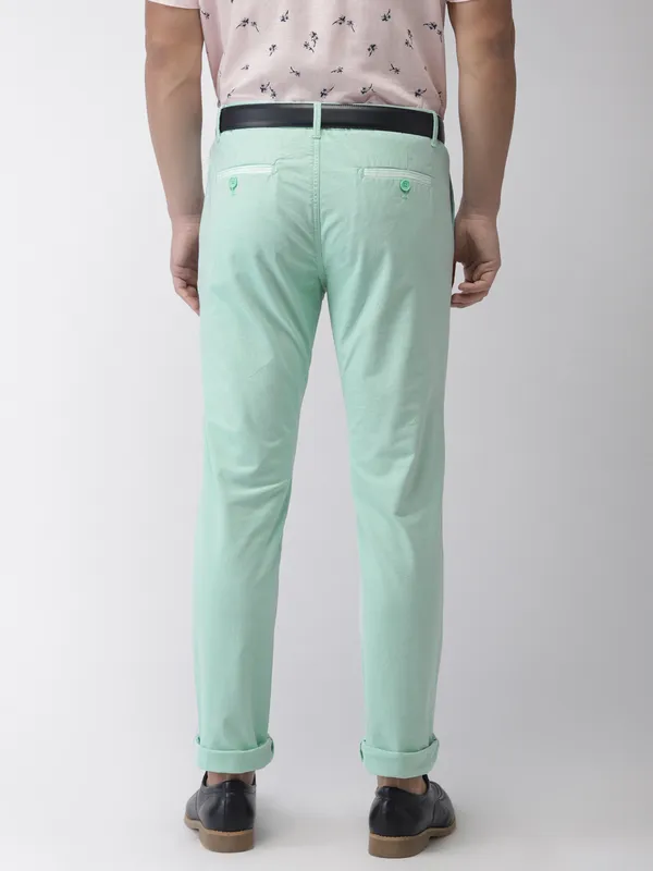 Indian Terrain sea green cotton solid trouser