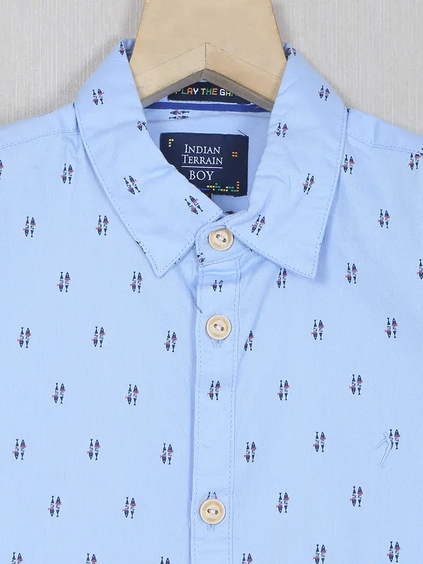 Indian Terrain sky blue cotton shirt