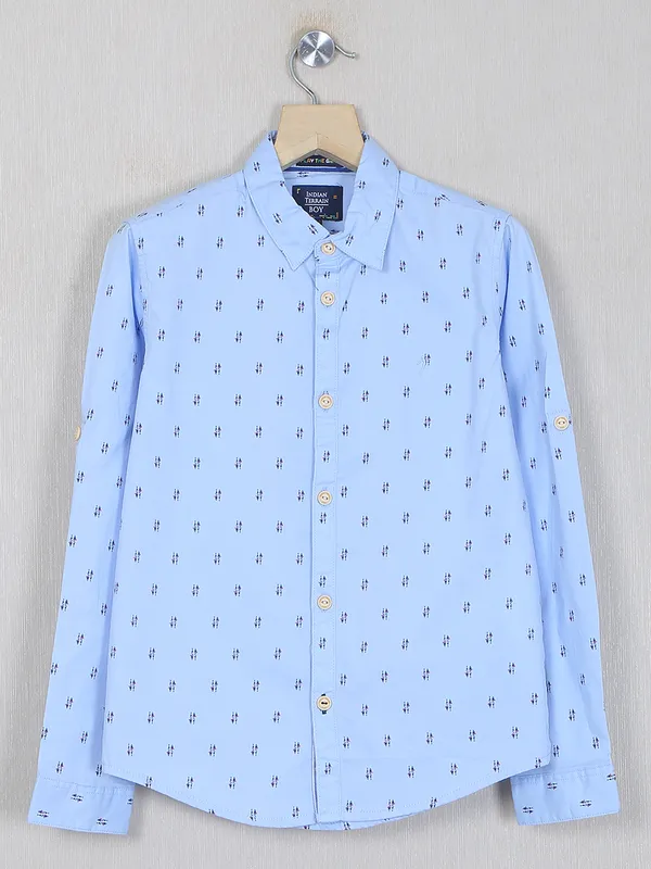 Indian Terrain sky blue cotton shirt