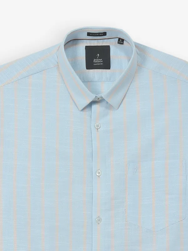 INDIAN TERRAIN sky blue stripe cotton shirt