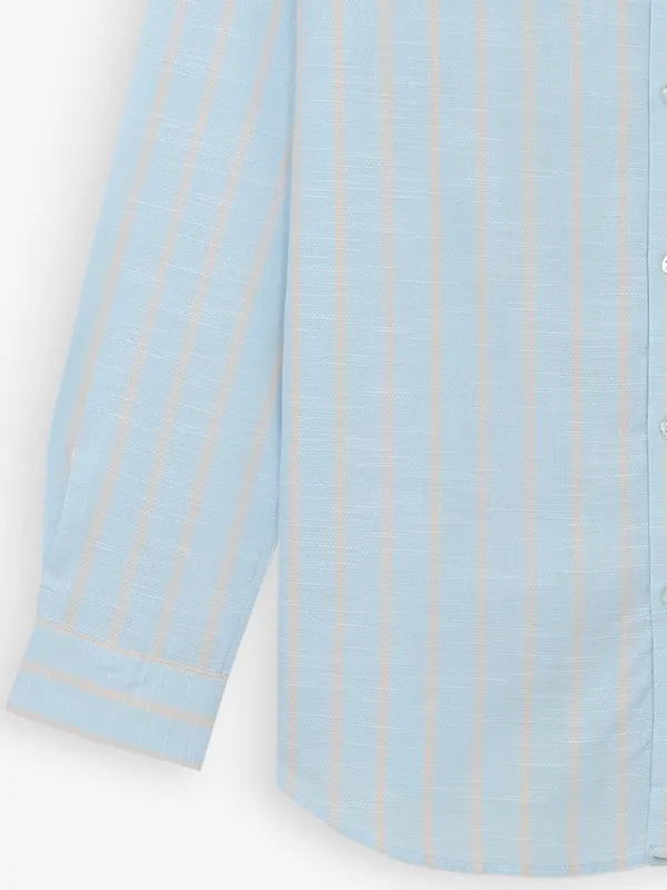 INDIAN TERRAIN sky blue stripe cotton shirt