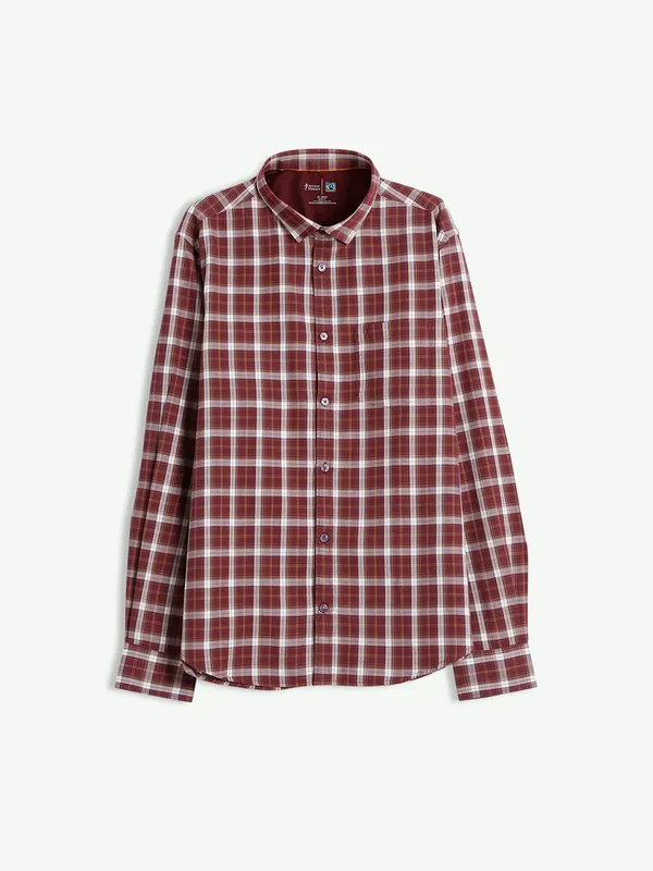 Indian Terrain slim fit brown cotton shirt