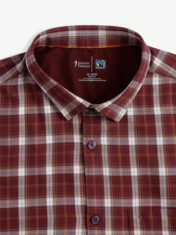 Indian Terrain slim fit brown cotton shirt