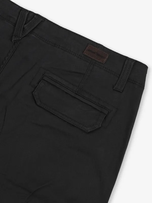 INDIAN TERRAIN solid dark grey cotton trousers for men