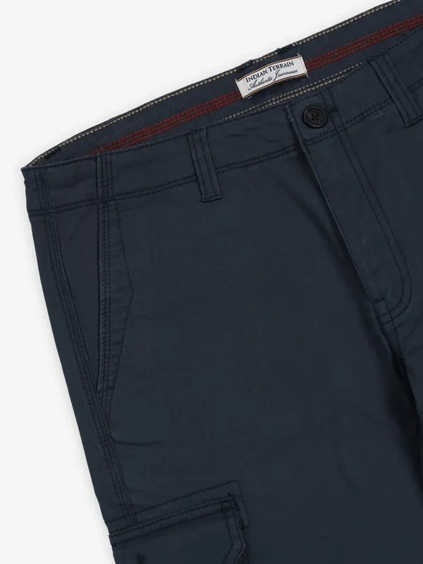 INDIAN TERRAIN solid navy trouser in cotton