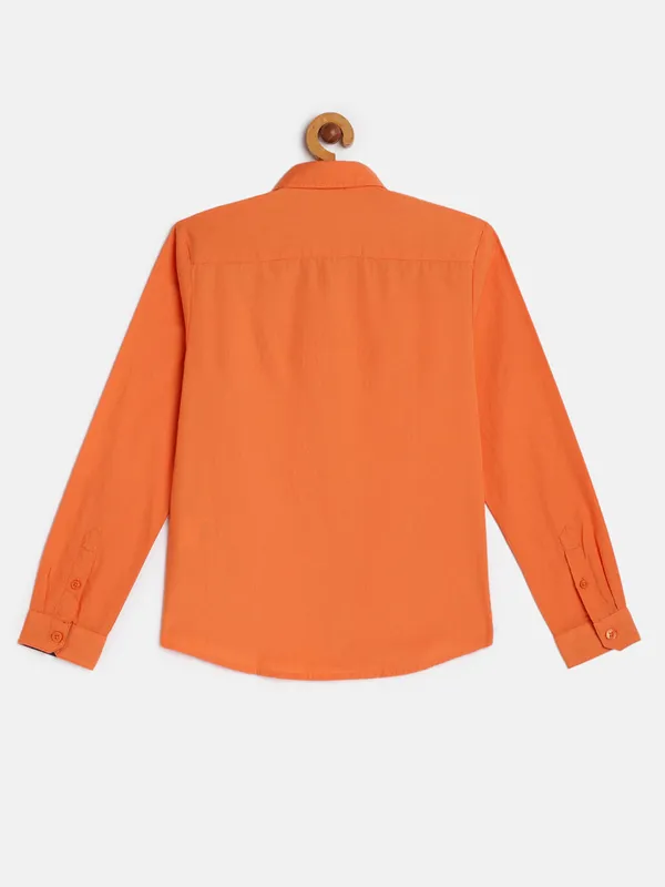 Indian Terrain solid orange slim fit shirt