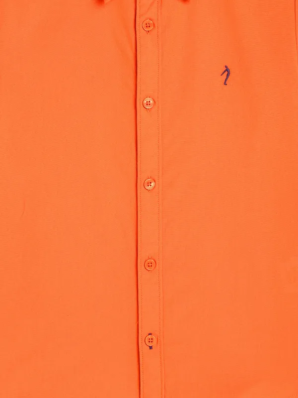 Indian Terrain solid orange slim fit shirt