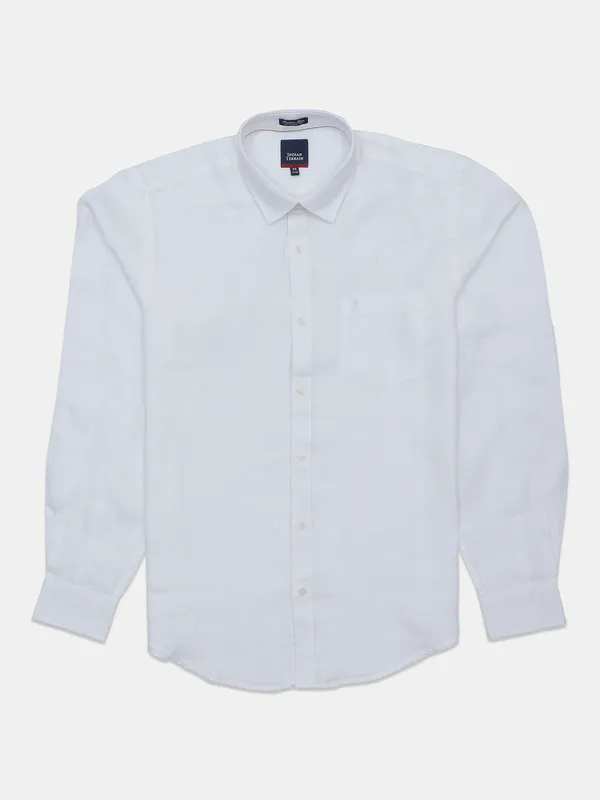 Indian Terrain solid white casual wear shirt