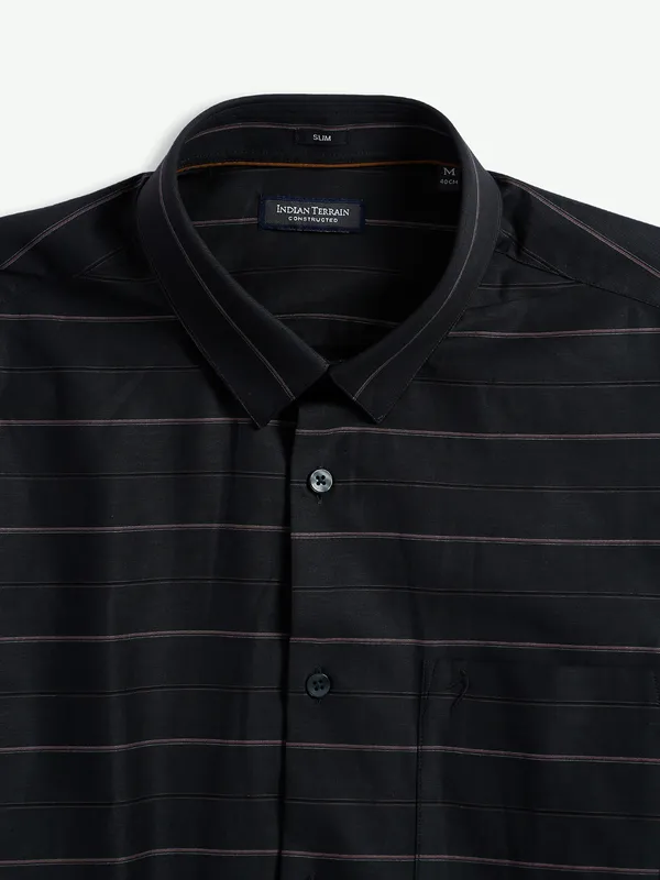 Indian Terrain stripe cotton black shirt