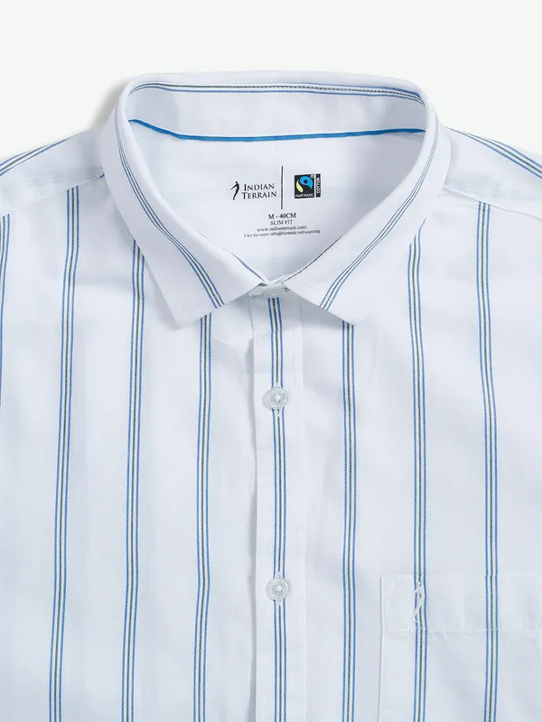 Indian Terrain stripe white cotton shirt