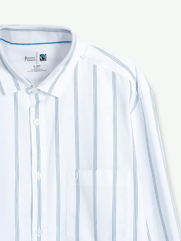 Indian Terrain stripe white cotton shirt