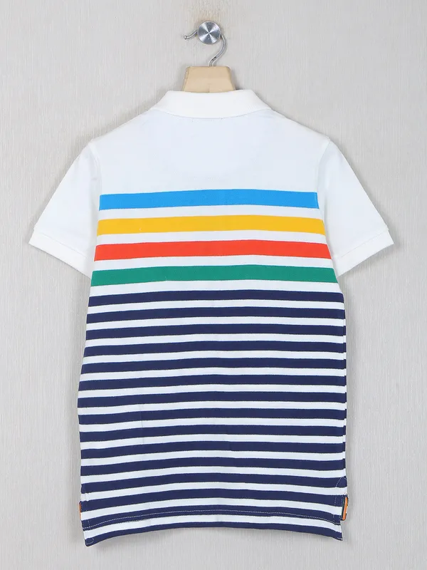 Indian Terrain striped white cotton t-shirt
