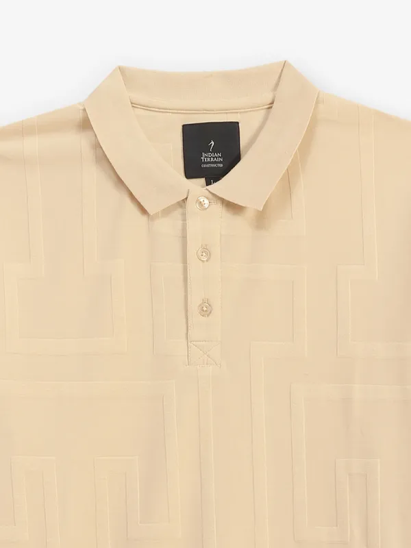 INDIAN TERRAIN texture beige cotton t-shirt
