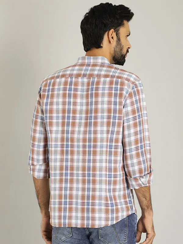 Indian Terrain white and brown checks shirt