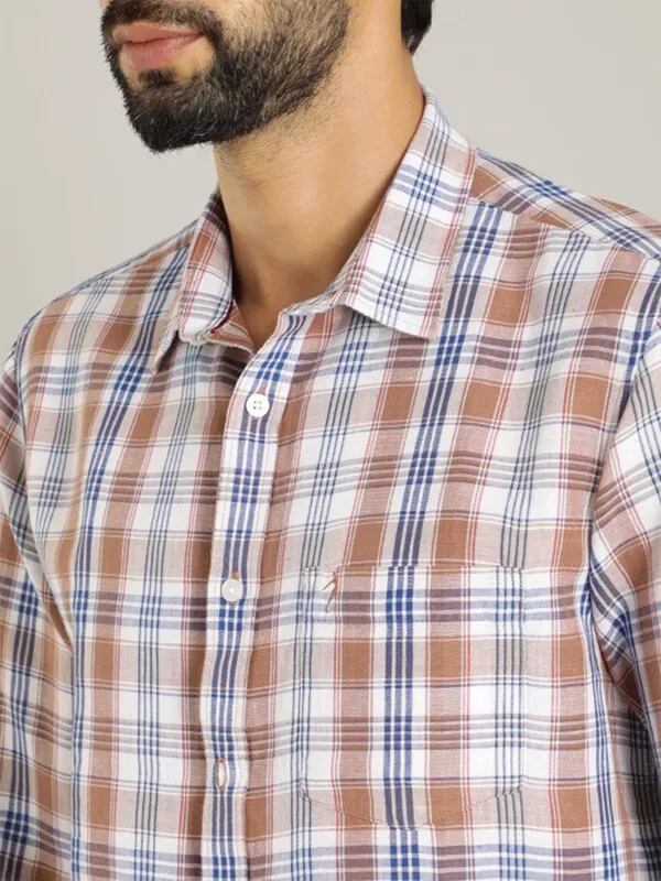 Indian Terrain white and brown checks shirt