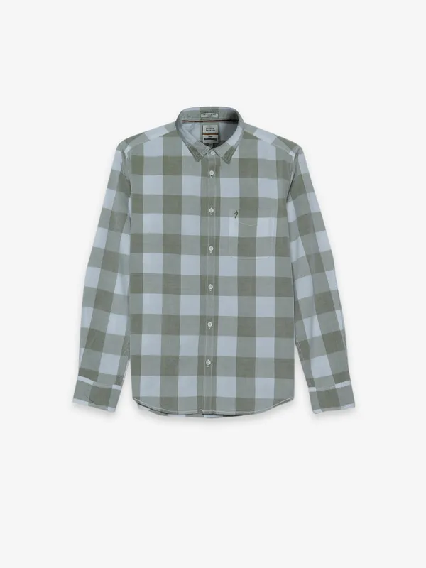 Indian Terrain white and olive checks shirt