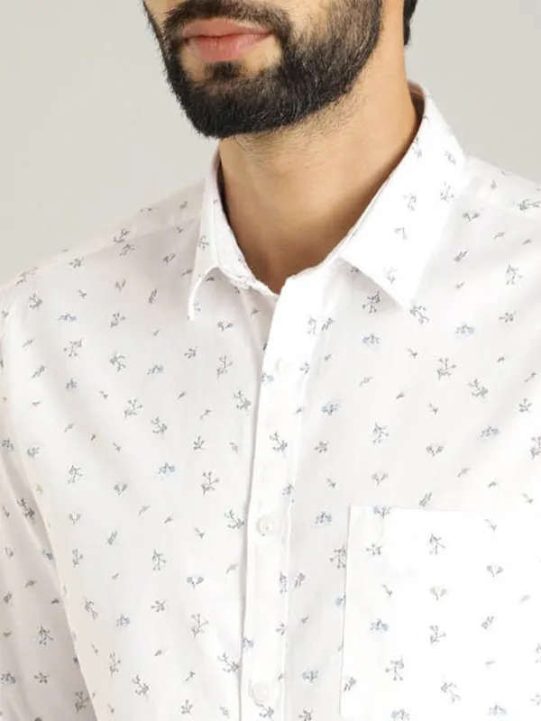 Indian Terrain white printed slim fit shirt