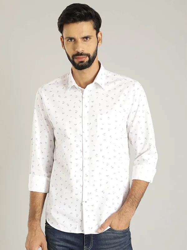 Indian Terrain white printed slim fit shirt