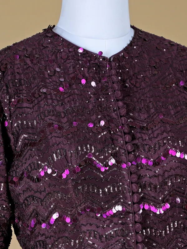 Indowestern style wine georgette lehenga suit