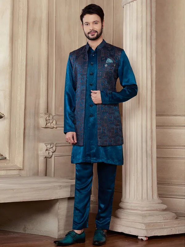 Ink blue velvet wedding waistcoat set
