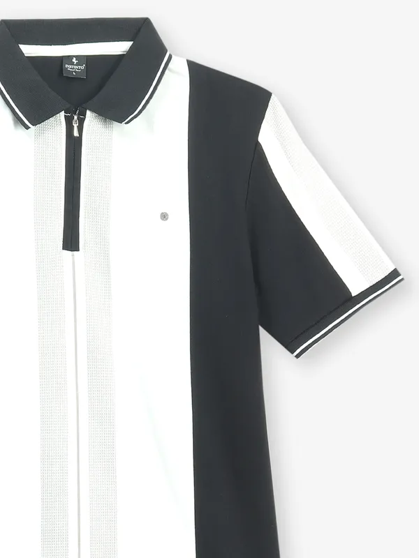 INSTINTO colorblock black cotton t-shirt