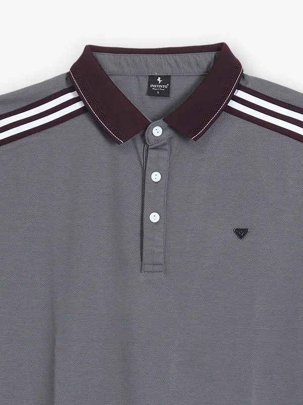 INSTINTO grey cotton polo t-shirt