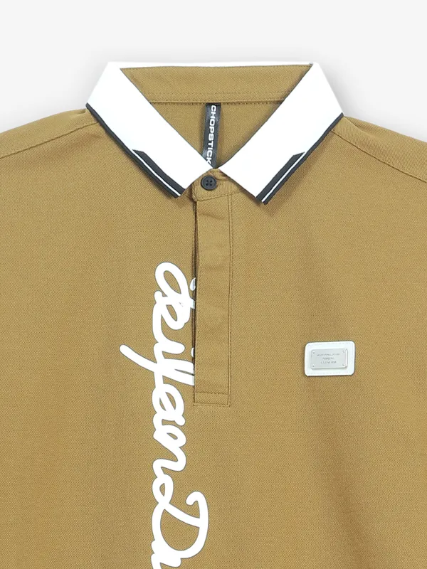 INSTINTO khaki cotton printed t-shirt