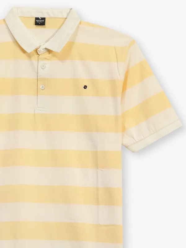 INSTINTO mustard yellow stripe cotton t-shirt