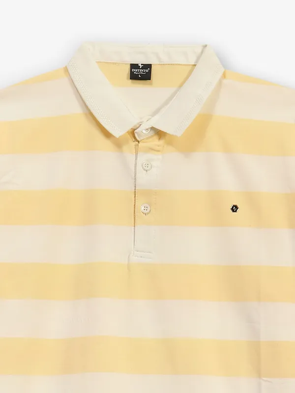 INSTINTO mustard yellow stripe cotton t-shirt