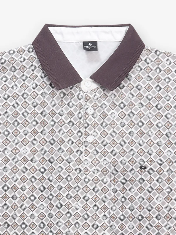 INSTINTO printed brown cotton t-shirt slim fit