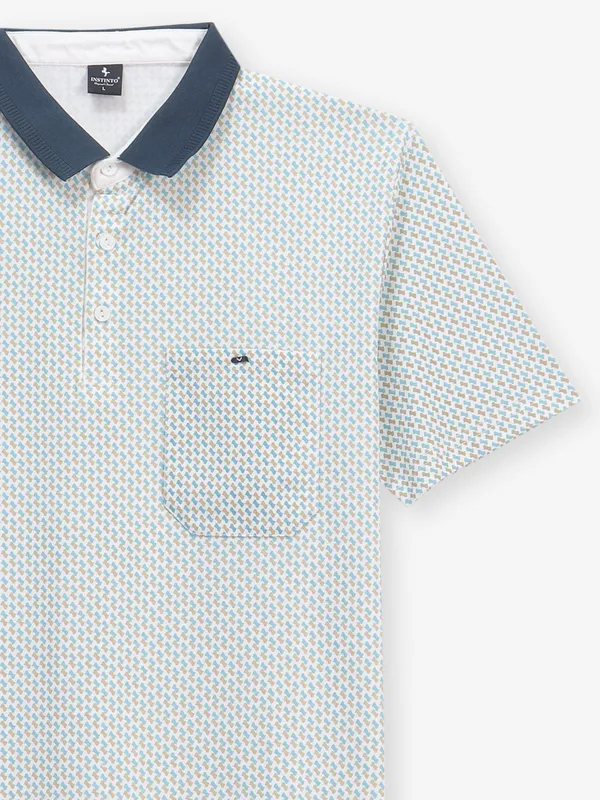 INSTINTO white and blue printed cotton t-shirt