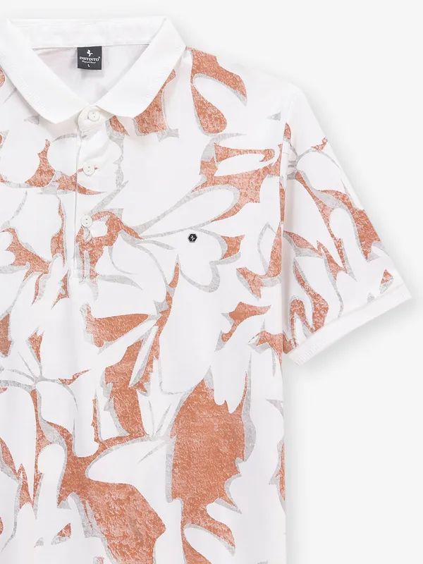 INSTINTO white and brown printed t-shirt