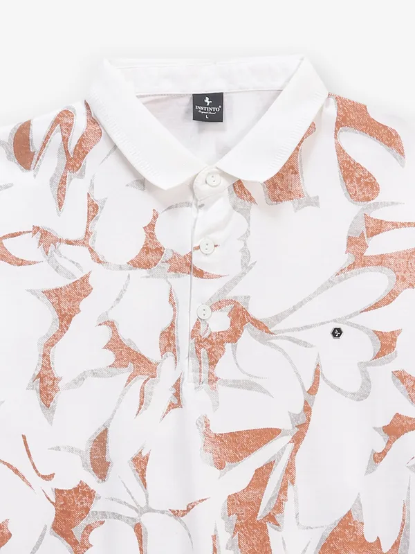 INSTINTO white and brown printed t-shirt
