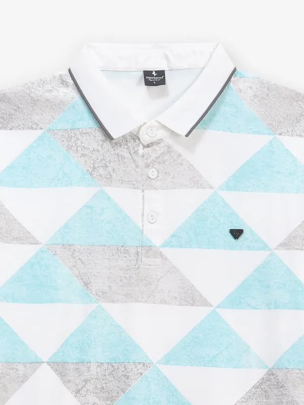 INSTINTO white and sky blue printed t-shirt