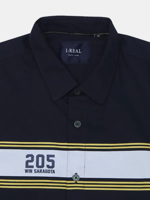 Ireal black casual wear printed shirt for mens