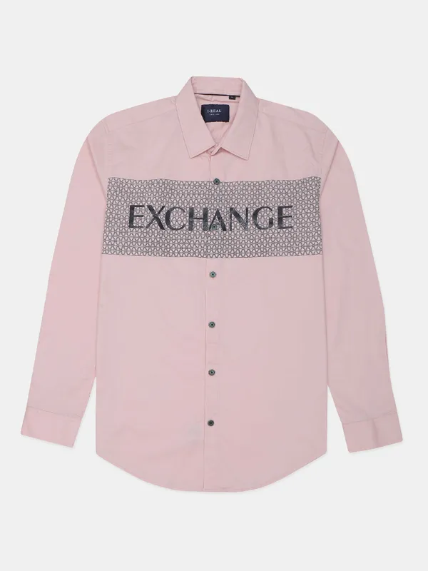 Ireal casual wear printed pink shirt