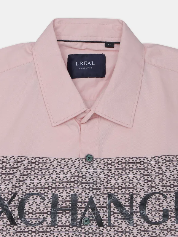 Ireal casual wear printed pink shirt